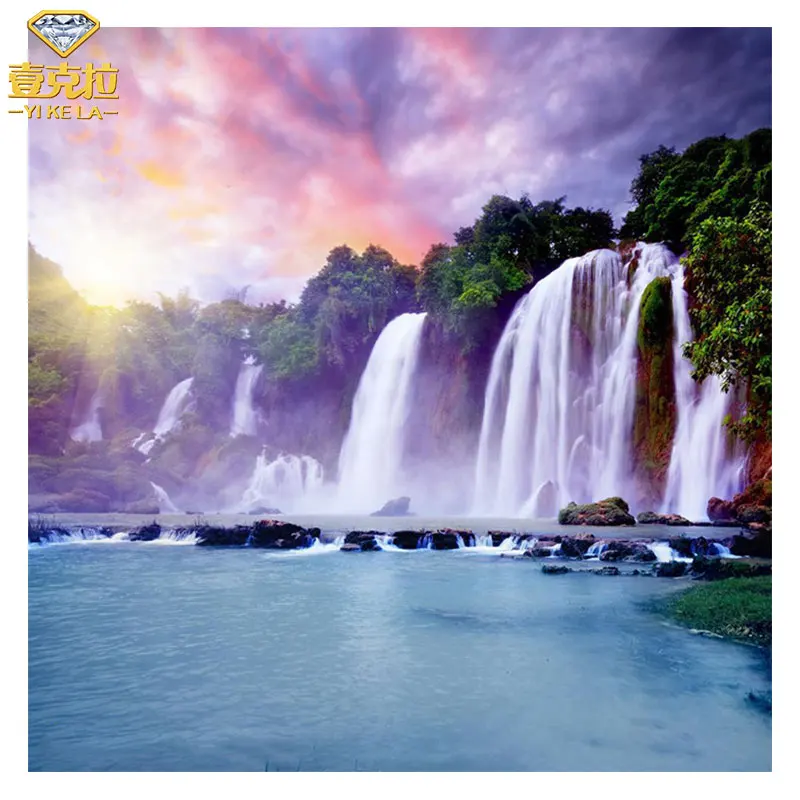 YIKELAfull square Diamond painting forest waterfall scenery Embroidery Cross Stitch Rhinestone mosaic wall sticker XF | Дом и сад