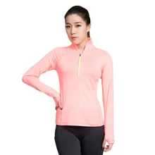 Женские футболки для йоги с длинным рукавом быстросохнущие тонкие куртки на молнии для бега Спортивная Толстовка компрессионная спортивная одежда для фитнеса, тренажерного зала