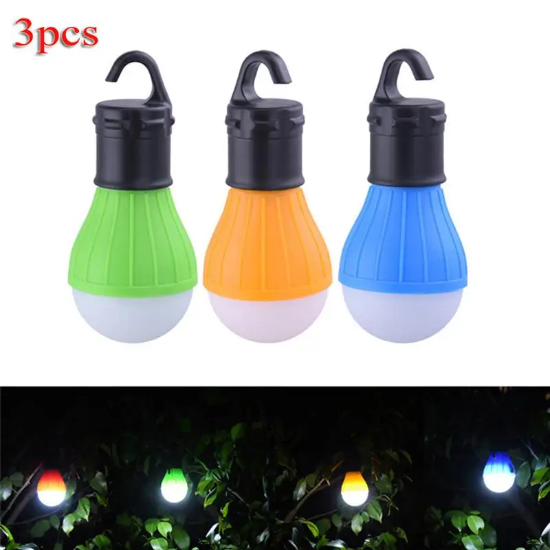 3 PCS LED Camping Lights Portable Battery Powered Tent Light Bulb