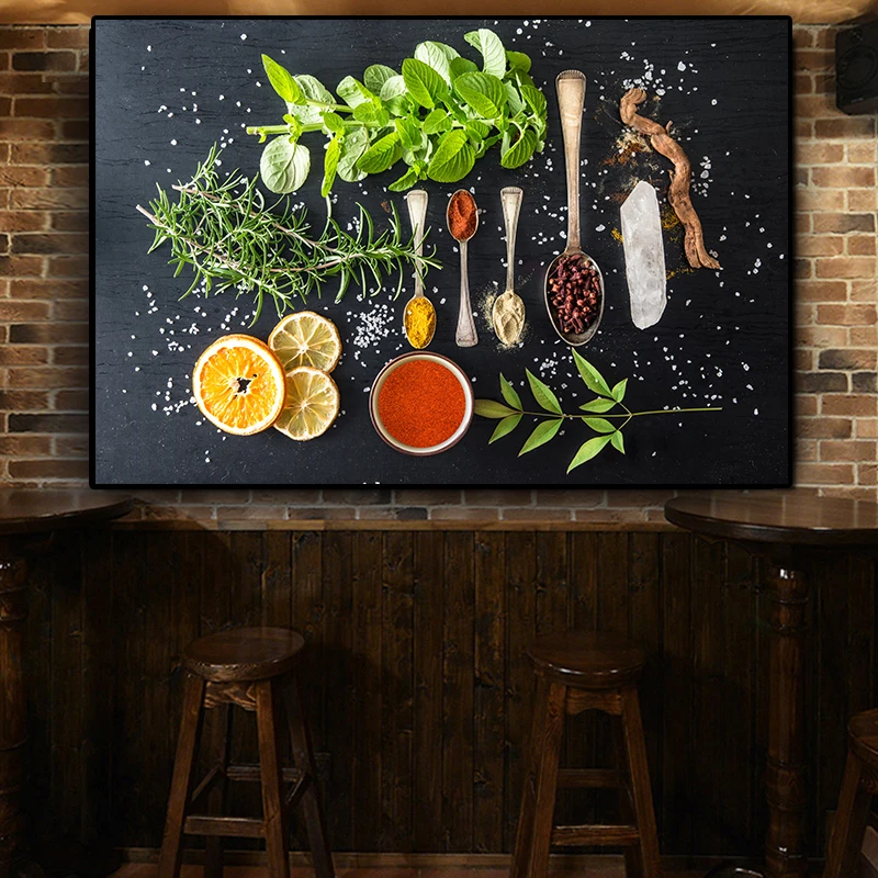 Овощи Фрукты зерна пряности для кухни Холст Картина Куадрос скандинавские плакаты и принты настенные картины гостиной
