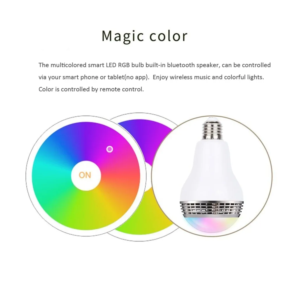 Диммируемая светодиодная RGB лампа E27 10 Вт с Bluetooth для освещения цветной