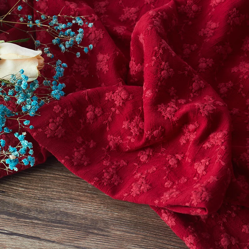 Вышитые Хлопчатобумажные Ткани весна и осень хлопчатобумажные ткани мягкие и удобные tissus красные Ретро литературные и художественные платья tissu