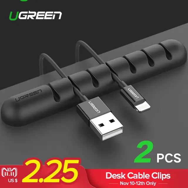 Ugreen Кабельный организатор силиконовый USB устройства для сматывания кабеля гибкий кабель управление зажимы держатель кабеля для мышь наушники