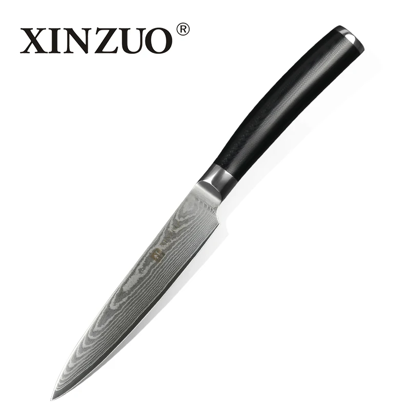 

XINZUO 5" inch Utility Knife 67 Layer Japanese Damascus Kitchen Knives Steel with G10 Handle Fruit Paring Multi-purpose Cutter