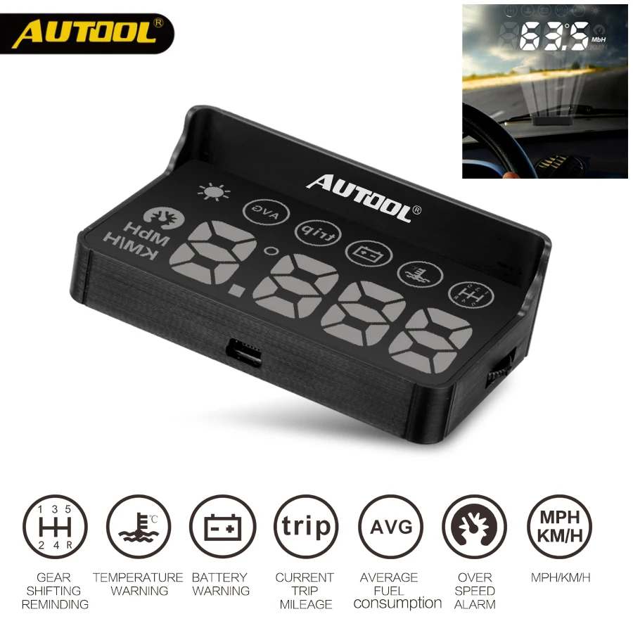 AUTOOL X30 HUD OBD 2 Head UP Display Car GPS Speedometer Headup OBD2 Projector Headup Smart Digital Auto Universal Display Meter