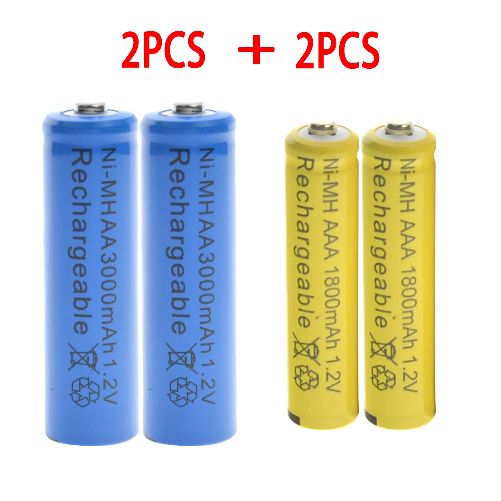 1-24 шт синий AA 3000mAh+ 1-24 шт желтый AAA 1800mAh NiMH аккумулятор RC MP3 часы