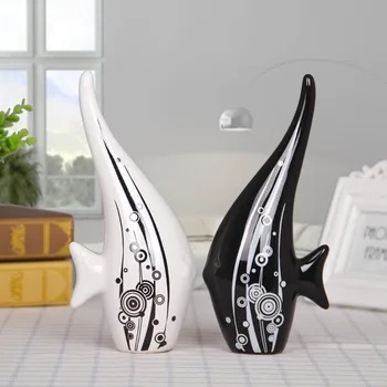 

arts and crafts ornaments Home Furnishing Decor living room TV cabinet cabinet display black and white fish lovers