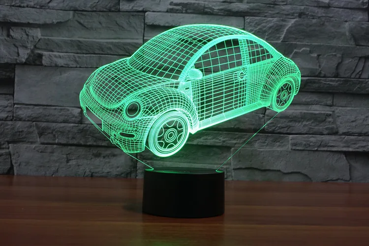 Горячий 7 цветов меняющийся 3D светильник Volkswagen Beetle illusion светодиодный светильник креативная фигурка игрушка Рождественский подарок