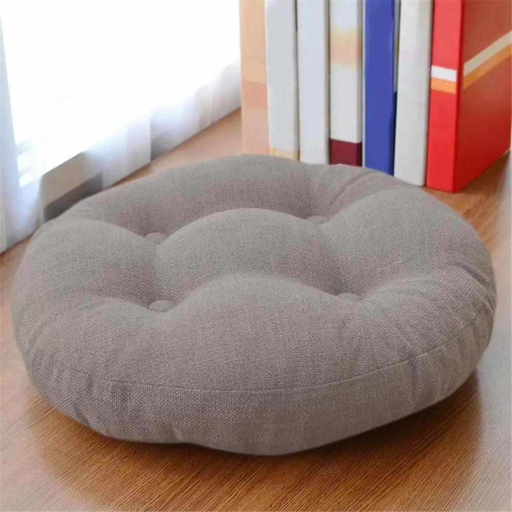 

High Quality Pastoral Style Imitated Linen Round Cushion Thickened Futon Tatami Cushion Floor Mat Soft And Comfortable