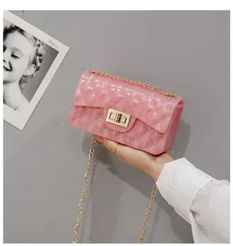 

Chain Crossbody Bags for Women 2020 Summer Candy Colored Luxury Bags PVC Silicone Jelly Shoulder Messenger Bags Mini Party Girls