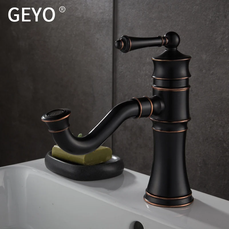 Antique Copper Bathroom Faucets Basin Faucets Brass Oil Rubbed Bronze Black Faucet Bathroom Hand Shower Hot Cold Mixer Water Tap