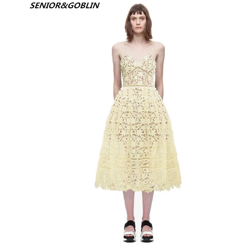 

2019 New arrive 9 Colors Spring and Summer Runway Sexy V-neck flower Lace Lace embroidery sexy Long Dress