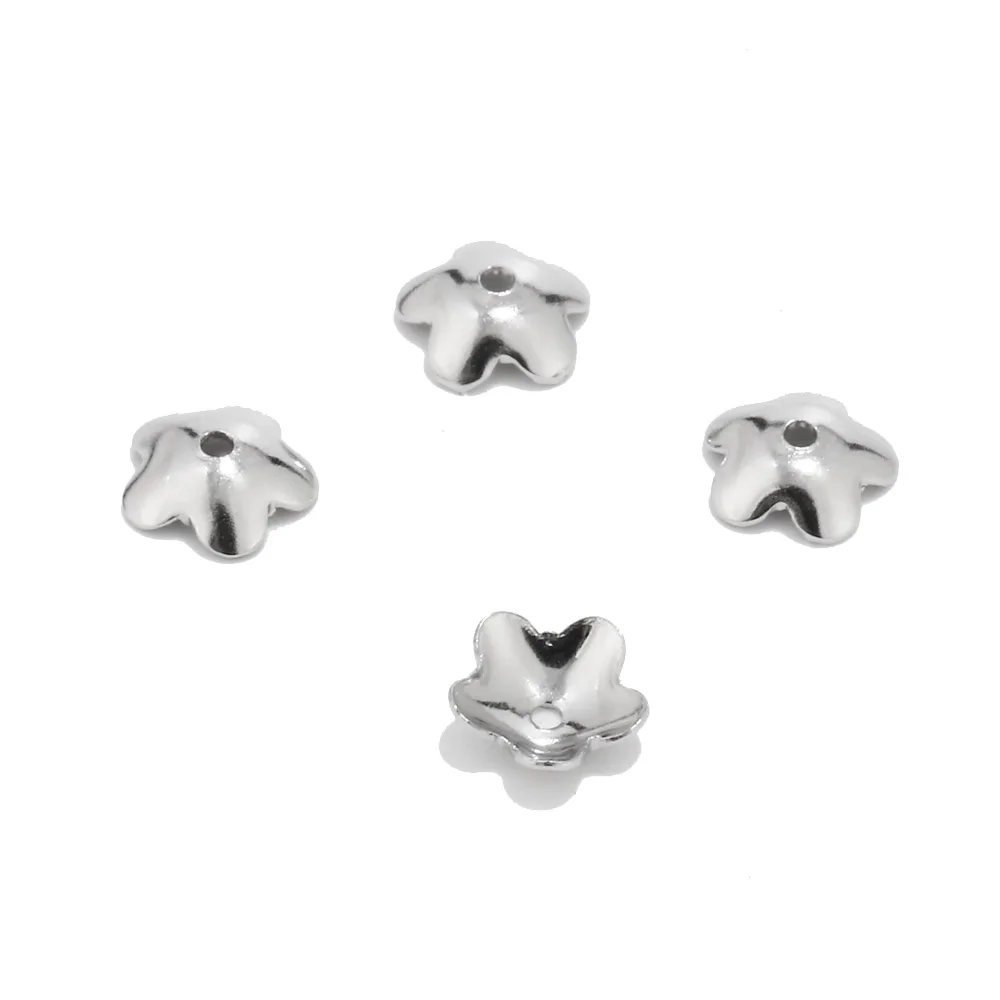 

100pcs Stainless Steel Flower Beads Caps 6mm/7.5mm for Jewelry Making Supplies