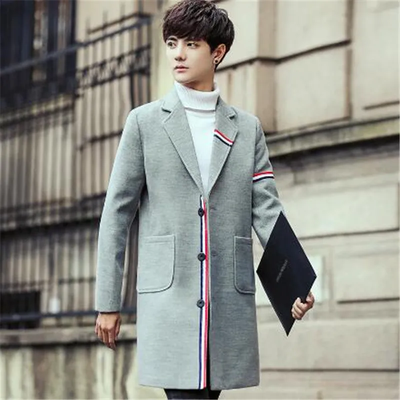 2018 New Winter Wool Coat Men Leisure Long Sections Woolen