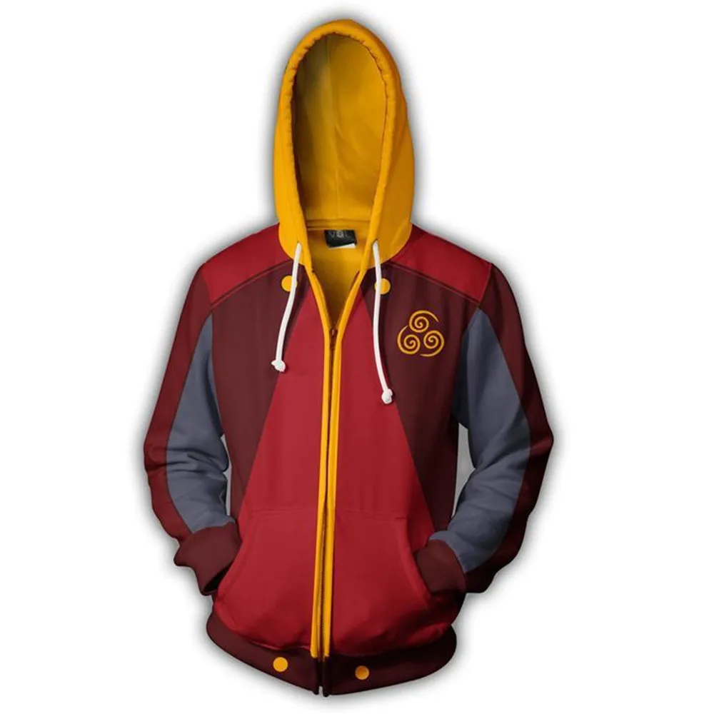 

Autumn Winter 3D Print Avatar: Last Airbender Costumes flame Cosplay Hoodies Sweatshirts Zipper hooded Jacket clothing