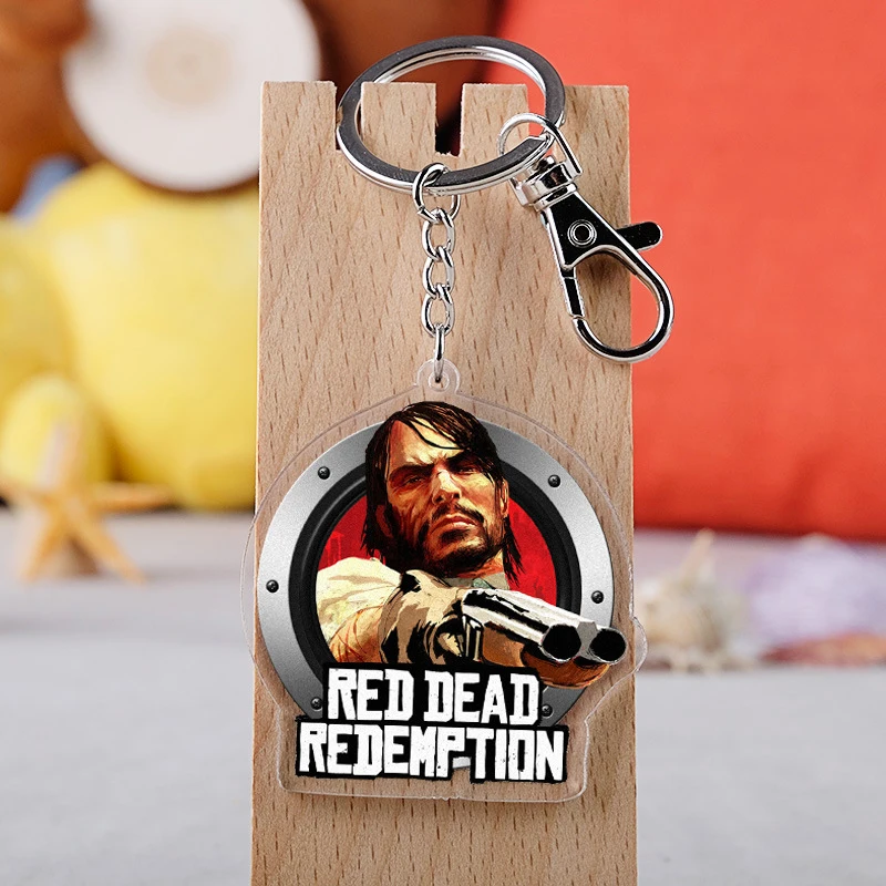 

2019 New Game Red Dead Redemption 2 Keychain Acrylic Crystal Key Ring Jewelry Souvenir