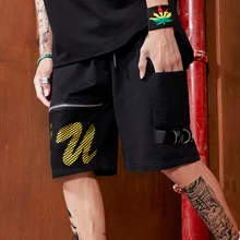 Летние шорты в стиле хип-хоп, модные сетчатые Соединенные шорты мужской в панк-стиле свободные по колено шорты-бермуды Masculina