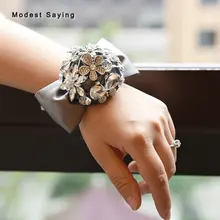 2 шт роскошные серые Искусственные цветы жемчуг свадебный цветок на запястье для сестер Bridemaid свадебные аксессуары для выпускного