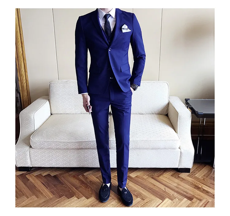 slim fit male 3 piece suits wedding dress Men's Business Casual jacket Wedding Prom Dinner Gown Wear Suits Groomsman tuxedos