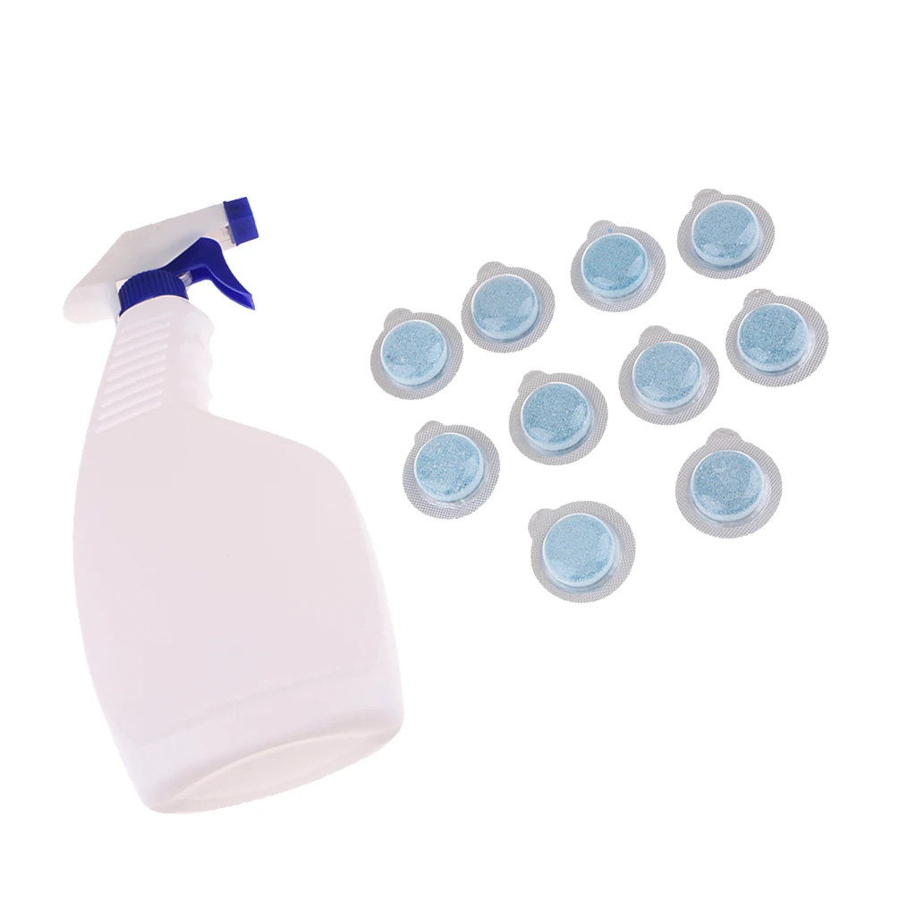 

10pcs Effervescent Clean Spot Tablets+500ML Cleaning Watering Can Multifunctional Spray Cleaner Car Home Cleaning Tools