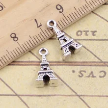 15 dijes unids/lote de Torre Eiffel Paris de 15x8mm, colgantes tibetanos para manualidades, hallazgos hechos a mano, joyería antigua DIY