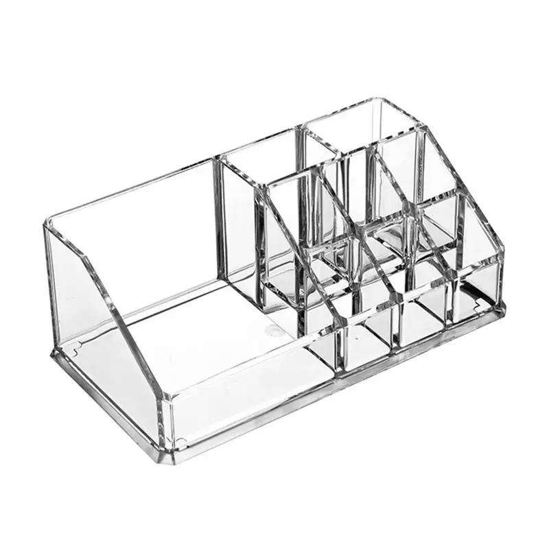 

9 Cells Acrylic Clear Cosmetic Storage Box Make Up Brush Holder Organizer Lipstick Nail polish Holder Display Stand Boxes Case