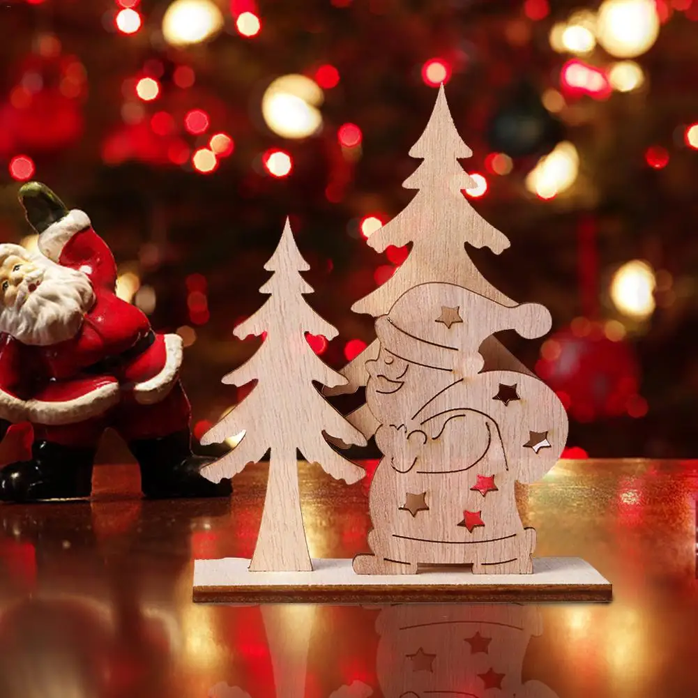 

1pc 13.5cm*15cm*5cm Wood DIY Crafts Christmas Tree Santa Claus Creative Christmas DIY Home Decoration Crafts Decoration