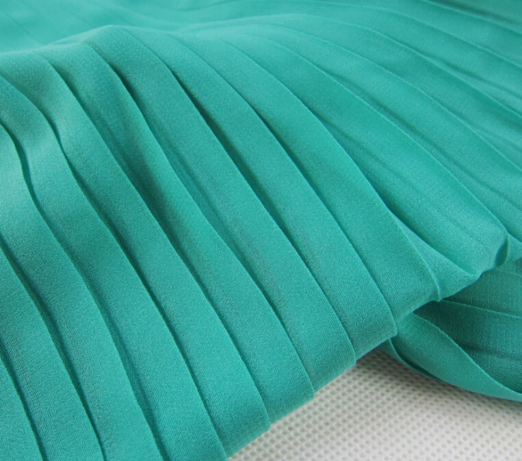 

4 Meters Width 150CM 59" 75D Green Ruffled Pleated Crumple Silk Chiffon Lace Fabric Solid Dress Clothes Materials LX20