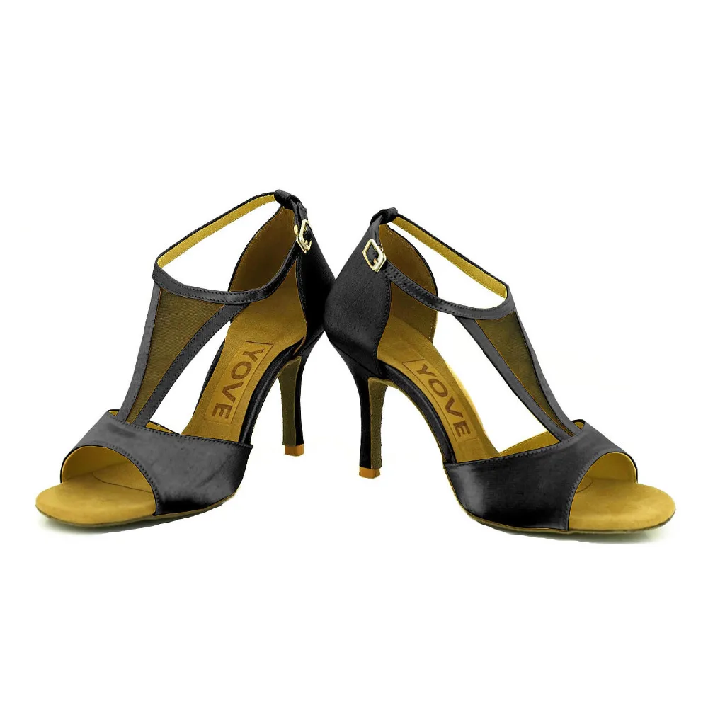 YOVE Dance font b Shoe b font Satin Women s Latin font b Salsa b font