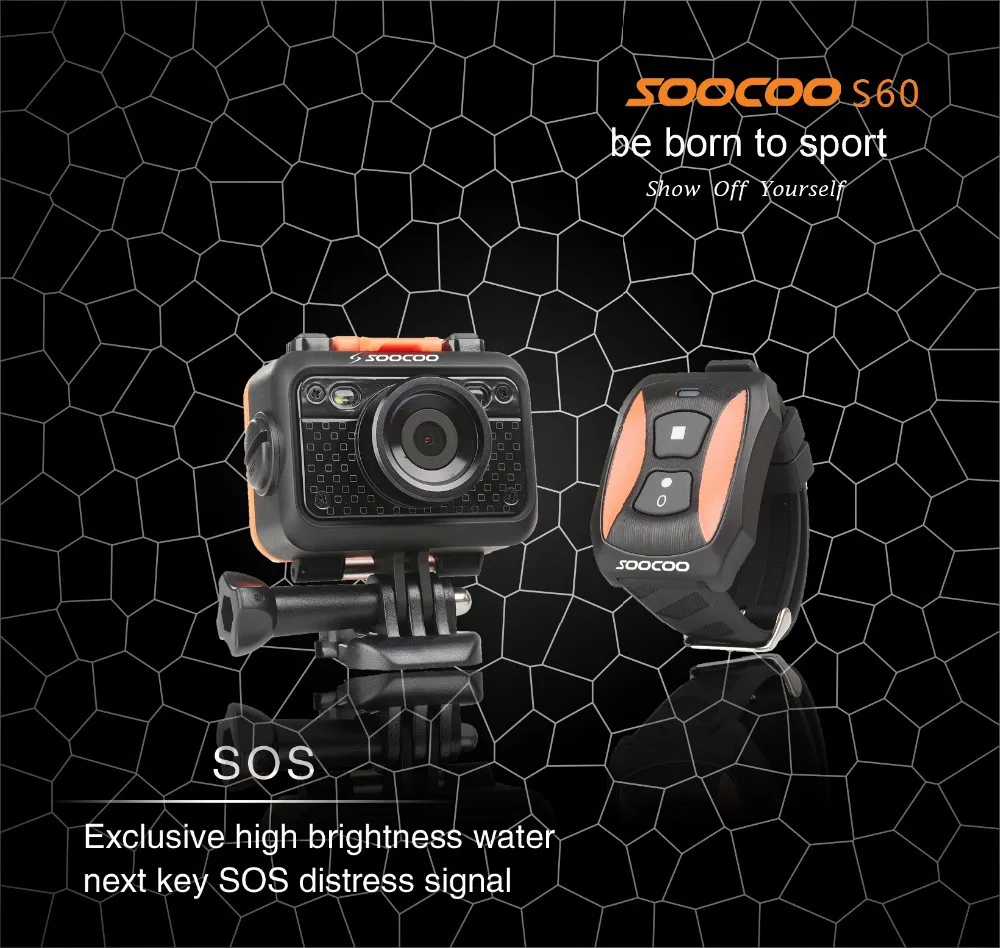 soocoo на s60b Wi-Fi спорт действий Камера анти-шок 60 м Водонепроницаемый 1080 P Full HD 170 градусов объектив беспроводной Дистанционное управление