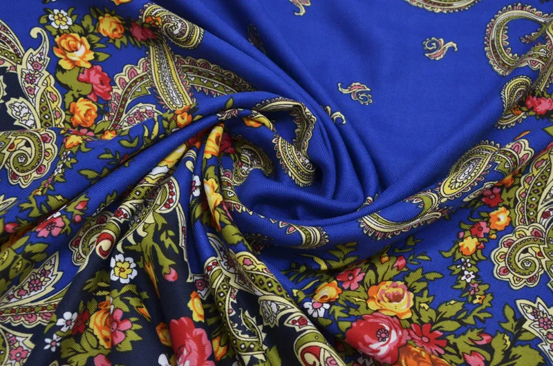 [FAITHINK] женский квадратный шарф, роскошный бренд, Женская Бандана с цветочным принтом, кешью, дизайнерское пончо, Тонкие шарфы
