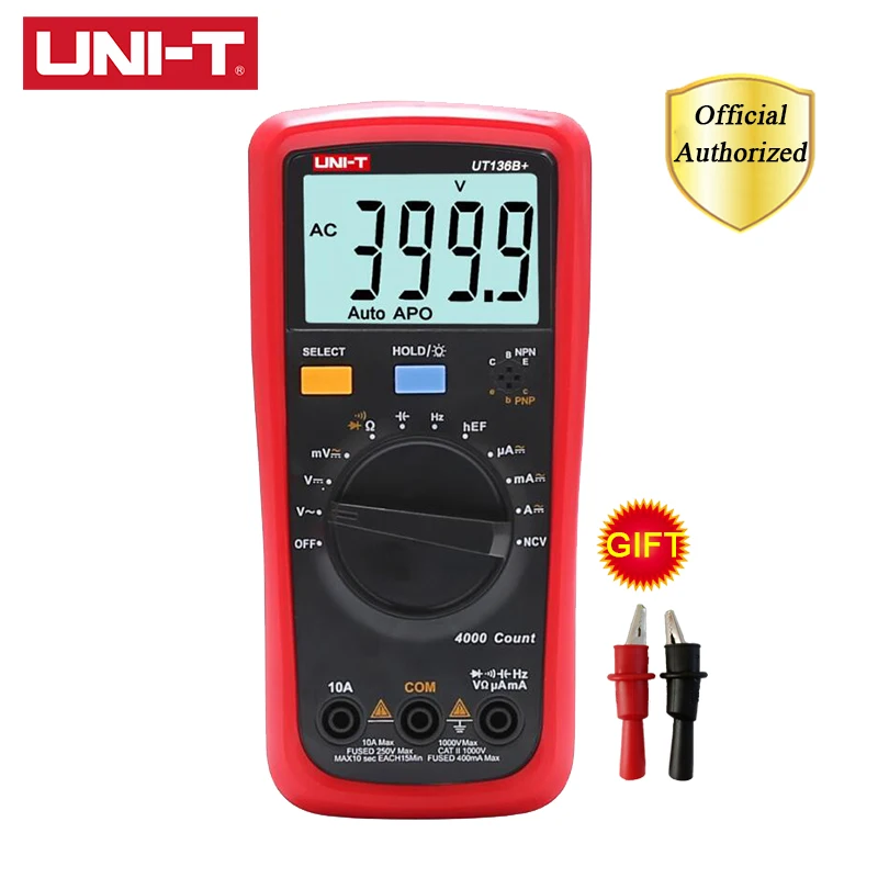 

UNI-T UT136B+ UT136C+ Mini Handheld Digital Multimeter Auto Range AC DC Voltage Current Ohm Diode Cap Hz Tester Diode Multimeter