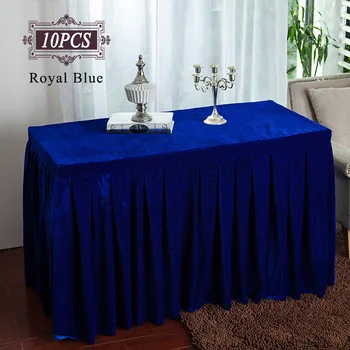 

Hot Sale 10PC/Lot Europe 17'x29" Rectangular Accordion Pleat Polyester Velvet Table Skirt for Wedding Banquet Hotel Show Decors