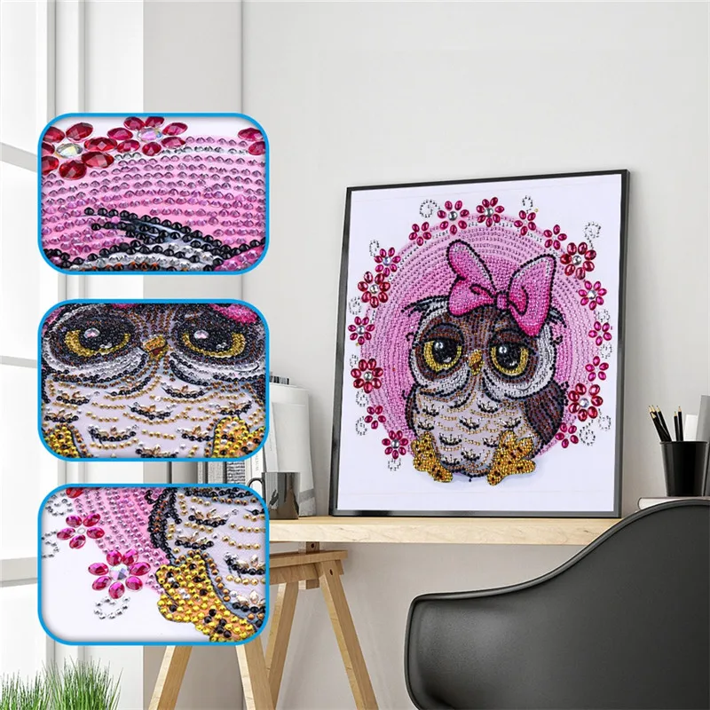 

Diamond Painting Owl 5D DIY Special Shape Diamond Embroidery Mosaic Picture Of Rhinestone Animal Decoration Home 30x30cm
