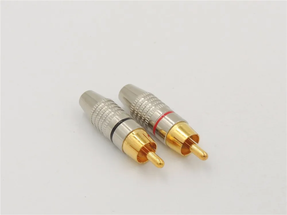 10pcs/lot 45mm RCA Male Phono Plug Video Audio Cable Connector Gold Plated Solder-Free Lotus Locking Wire | Обустройство дома