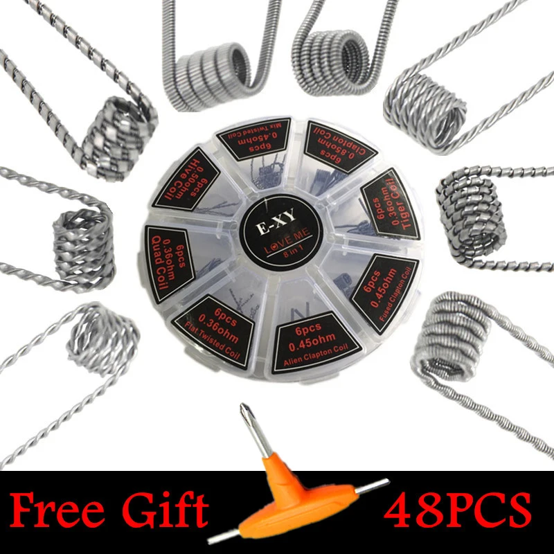 

8 in 1 Demon Killer Wire Prebuilt Coils Clapton Quad Tiger Hive Alien Fused Clapton Mix Twisted Coil fit DIY Atomizer