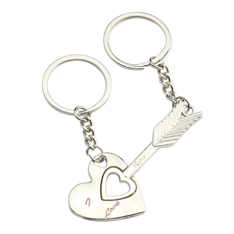 

1 Pair Silver Alloy Arrow Bow Love Keyrings Key Chains Lovers Ring Couples Keychain