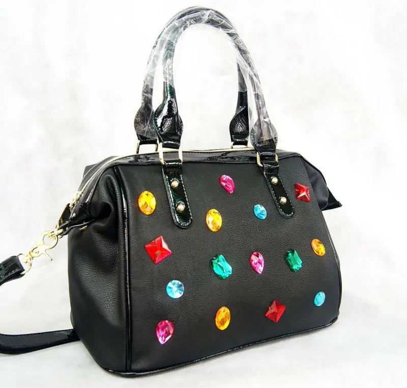 Модная сумка с бриллиантами цветная Черная Женская через плечо|bags color|bag fbag fashion |