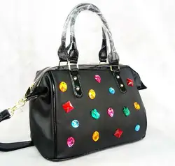 Модные бриллиантов мешок Цвет diamond посылка черные женские сумки сумка