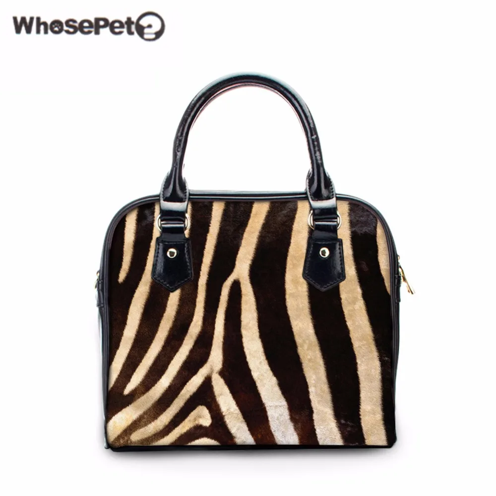 

WHOSEPET Zebra Pattern Women's Handbags New Fashion Tote Bolsas Causal Bowler Bag Girls Hobo Messenger High Quality Small Totes