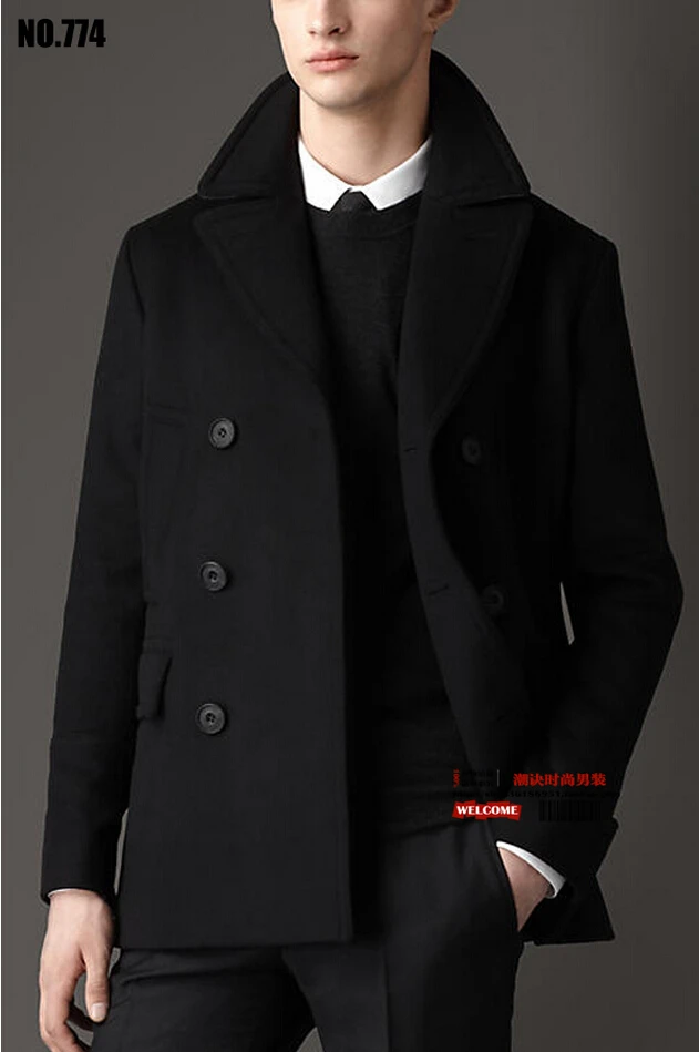 S-3XL! Большие размеры Мужская Тонкий Повседневная шерстяная одежда Мода Дизайн Мужской коротким моды с длинными рукавами шерстяное пальто одежда куртка