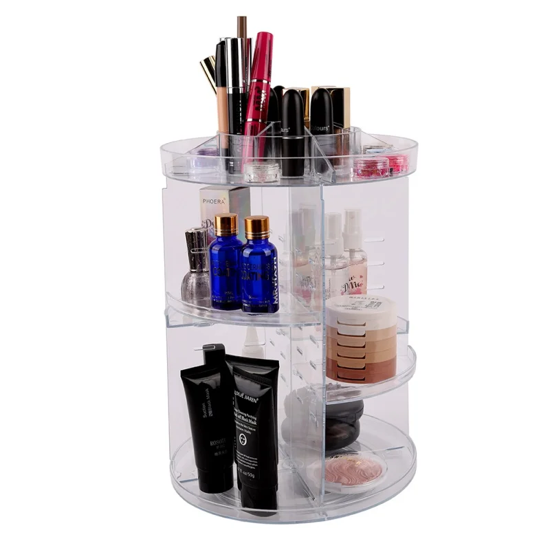 

Cosmetic Storage Rack High Capacity 360 Degree Rotatable Adjustable Makeup Organizer