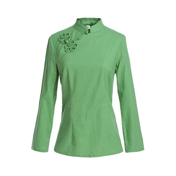 

2019 Autumn New Chinese Traditional Tops Women's Tang Suit Tops Blouse Vintage Cotton Linen cheongsam top Shirts Mujer Camisa