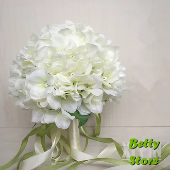 

12pcs/pack Wedding Bride Bouquet Beautiful Artificial Hydrangea Flower Milky White Purple bridesmaid Holding Flower