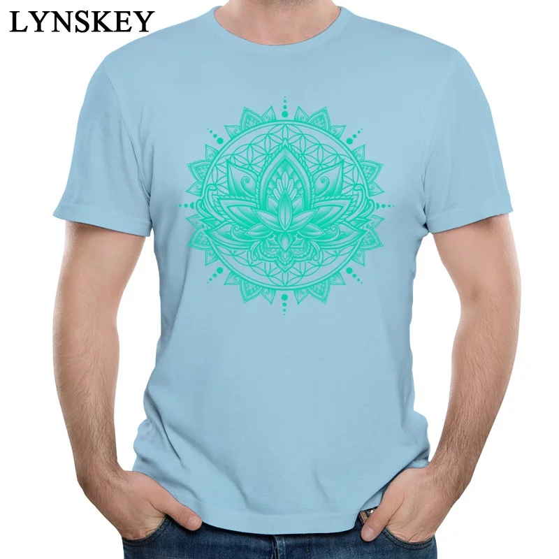 100% Cotton Fabric Tops T Shirt Lotus Mandala - Tosca for Boys Summer T-Shirt Casual Cheap Round Neck Short Sleeve Sweatshirts light blue