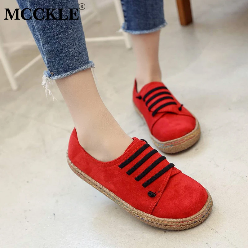 

MCCKLE Plus Size Women Loafers Slip On Casual Flat Moccasins Faux Suede Shoes Autumn Leisure Soft Student Footwear