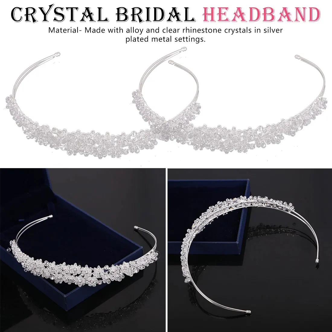 

Handmade Silver headband full crystal hairbands vintage wedding hair accessories headpiece Prom Hair Accessories