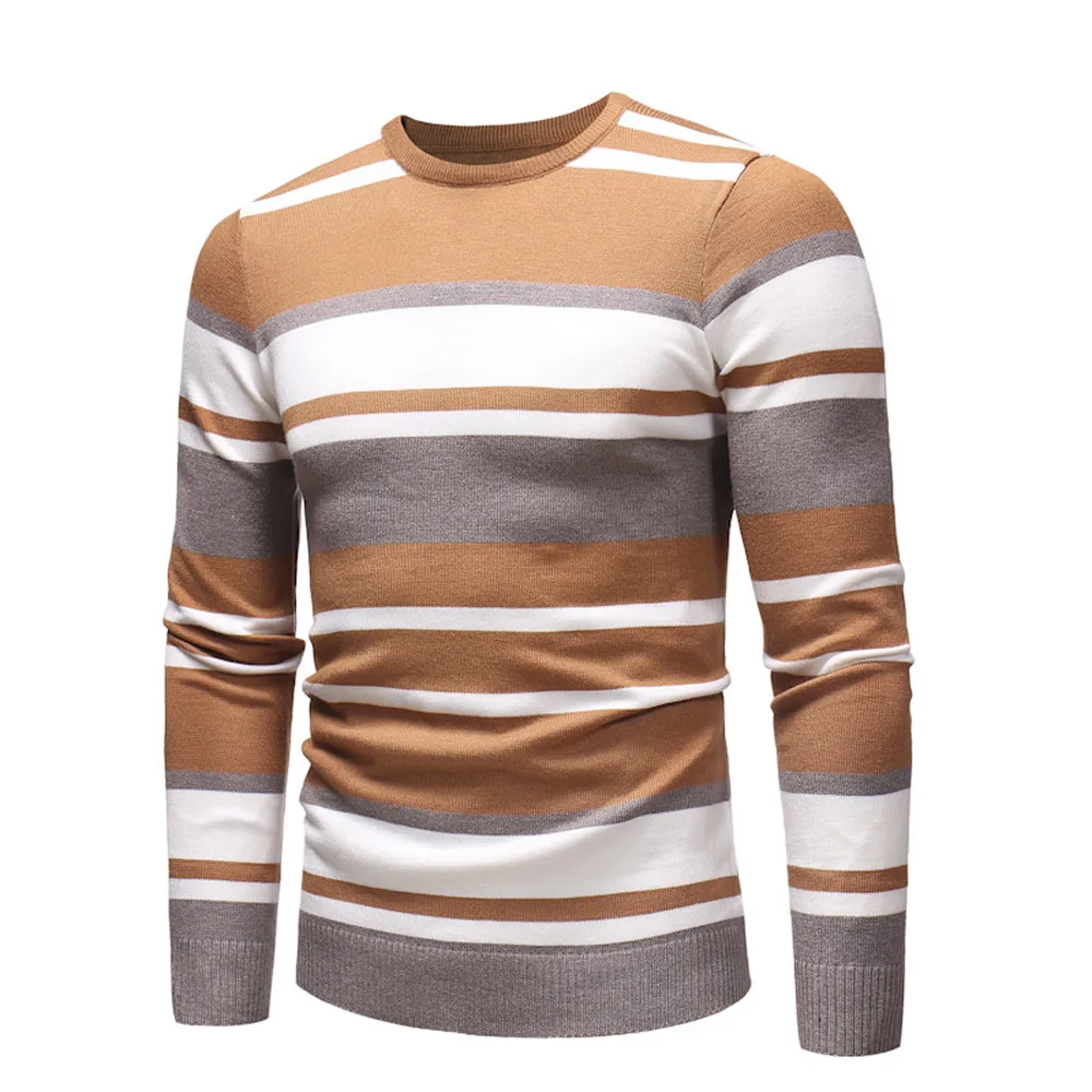 Sunfree модные Стиль Качество пуловер Прохладный мальчик стоит иметь тонкий полосатый блузка Для мужчин блузка с длинным рукавом Качество