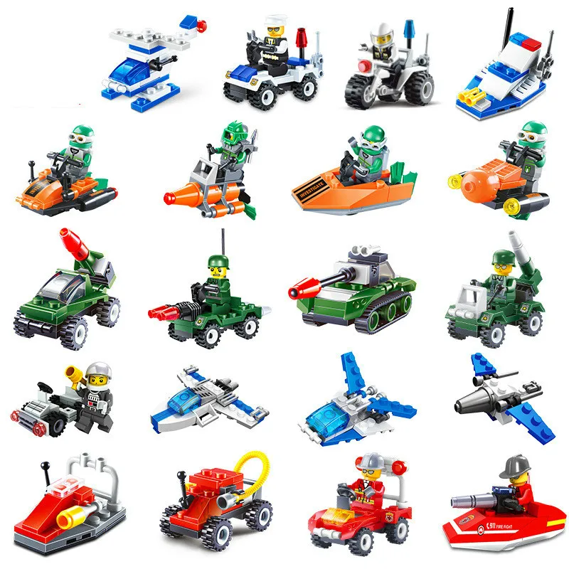 

City Series Compatible With LegoINGL Duplo PoliceD CarD Fighter Mini Educational Building Blocks Toys DIY Bricks Fire Assembled