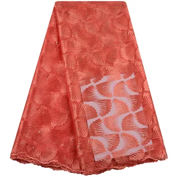 

French Lace Fabric With Stones 5Yards African Tulle Lace Fabric 8 Types Available Color Net Lace Fabric For Garment S1299